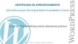 Certificado Curso SEO WordPress Juan Díez-Yanguas Barber
